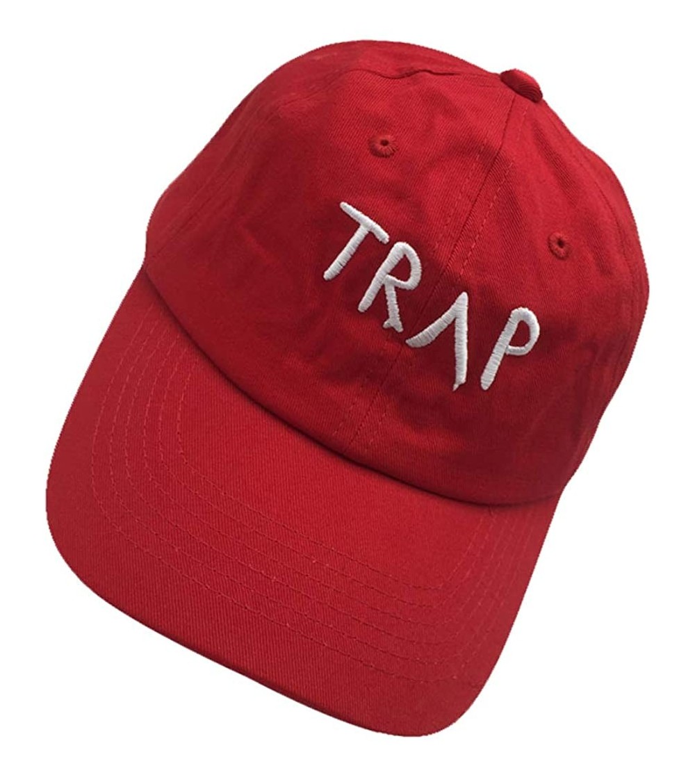 Baseball Caps Trap Dad Hat Baseball Cap Cotton Hat Embroidered Cap Plain Cap with Adjustable - Red - CN18H6RKRDQ $10.67