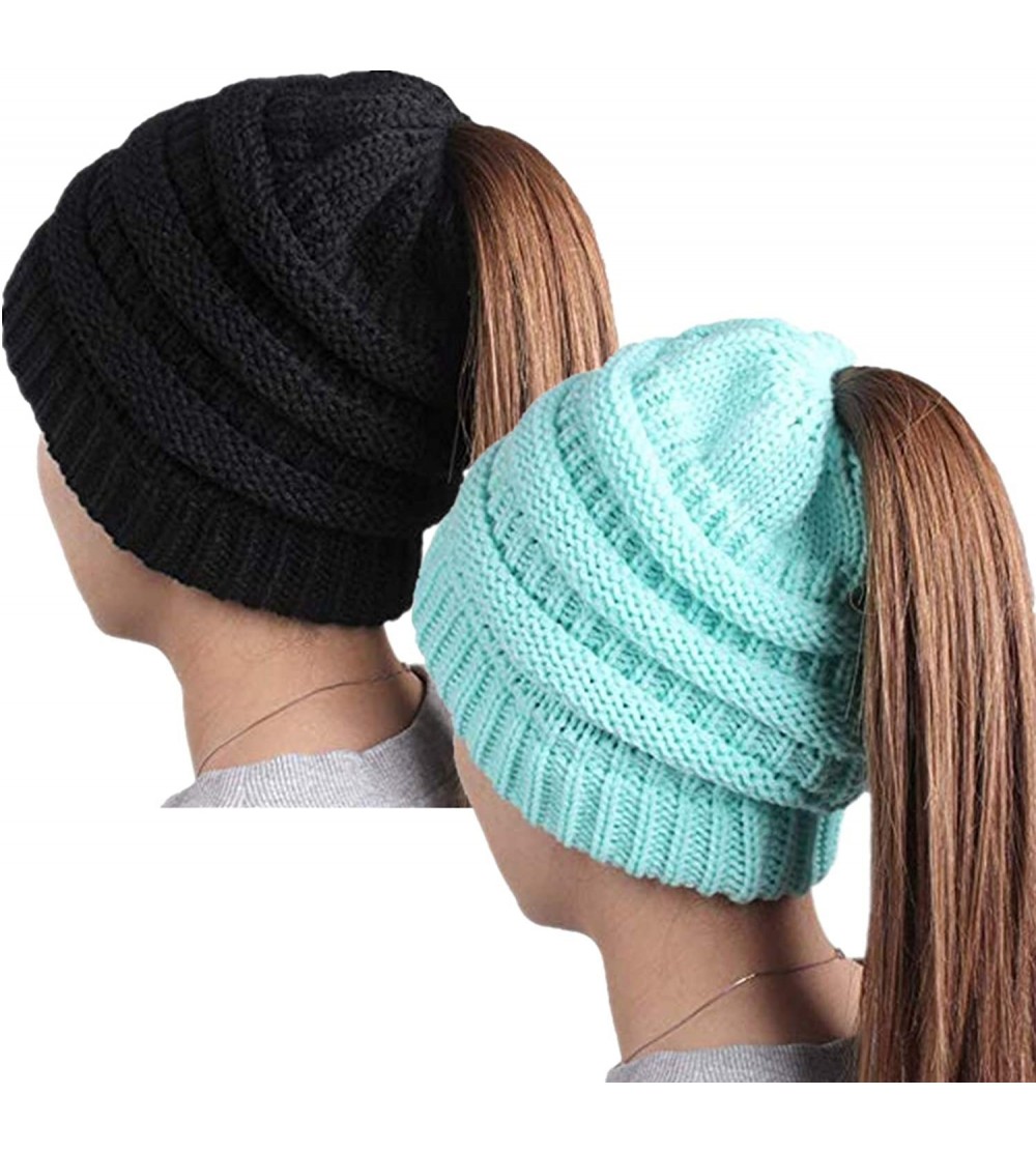 Skullies & Beanies Ponytail Cap Messy Trucker Adjustable Visor Baseball Cap Hat Unisex - Light Blue&black - C218KCXE6EA $13.01