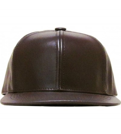 Baseball Caps Genuine Leather Flat Bill Baseball Hat Cap - Made in USA - Brown - C8126PZDHVT $17.40