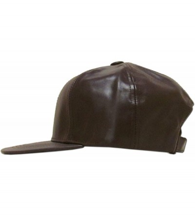 Baseball Caps Genuine Leather Flat Bill Baseball Hat Cap - Made in USA - Brown - C8126PZDHVT $17.40