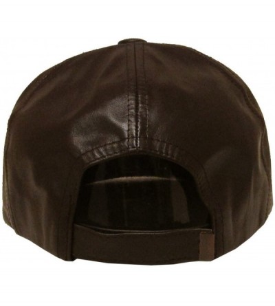 Baseball Caps Genuine Leather Flat Bill Baseball Hat Cap - Made in USA - Brown - C8126PZDHVT $17.40