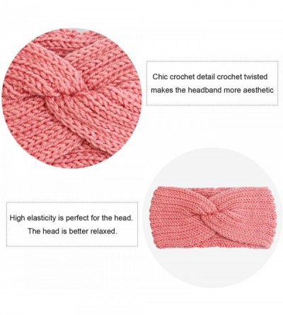 Cold Weather Headbands Crochet Turban Headband for Women Warm Bulky Crocheted Headwrap - 4 Pack Color Pink - C118MHKQTMC $7.79