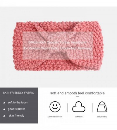 Cold Weather Headbands Crochet Turban Headband for Women Warm Bulky Crocheted Headwrap - 4 Pack Color Pink - C118MHKQTMC $7.79