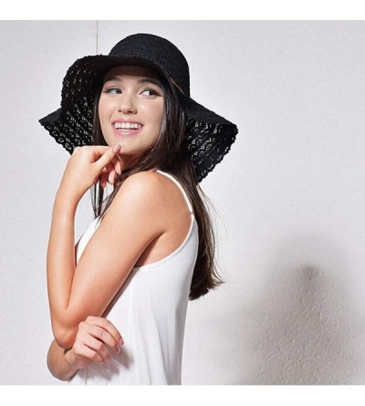 Sun Hats Beach Sun Hats for Women Cotton Foldable Wide Brim Sun Hat UPF Travel Floppy Hat - Black - CZ18RXD303Z $18.00