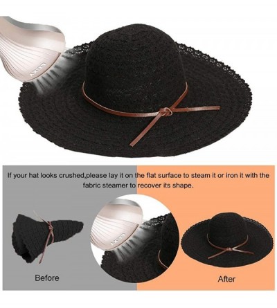 Sun Hats Beach Sun Hats for Women Cotton Foldable Wide Brim Sun Hat UPF Travel Floppy Hat - Black - CZ18RXD303Z $18.00