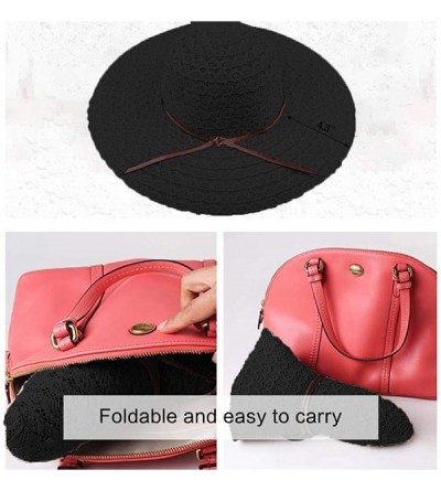 Sun Hats Beach Sun Hats for Women Cotton Foldable Wide Brim Sun Hat UPF Travel Floppy Hat - Black - CZ18RXD303Z $18.00