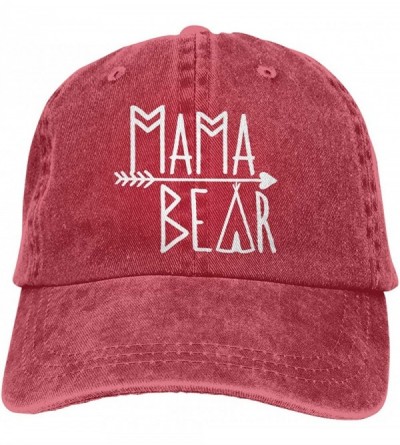 Baseball Caps Mama Bear Denim Hat Adjustable Female Stretch Baseball Hats - Red - CJ18CD4LYOX $23.86