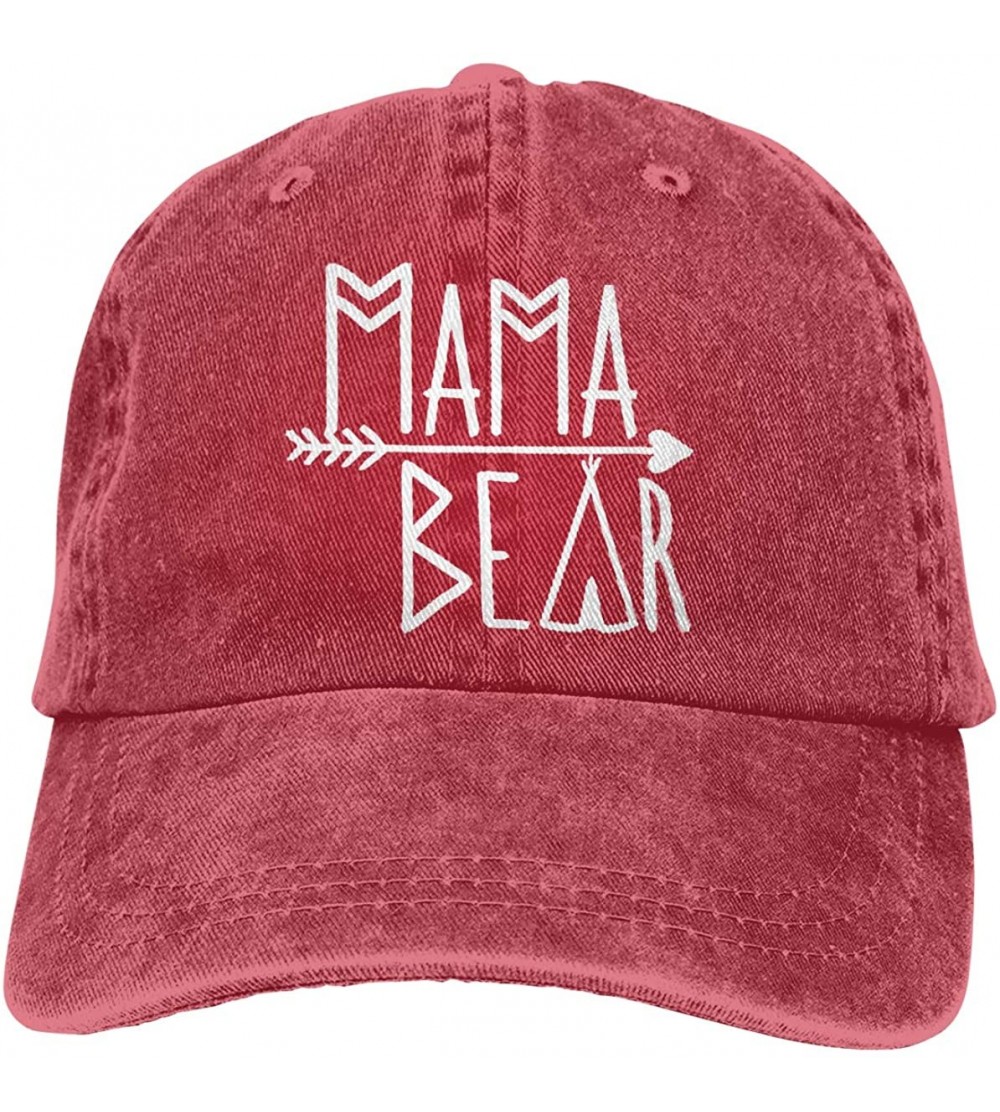 Baseball Caps Mama Bear Denim Hat Adjustable Female Stretch Baseball Hats - Red - CJ18CD4LYOX $13.19