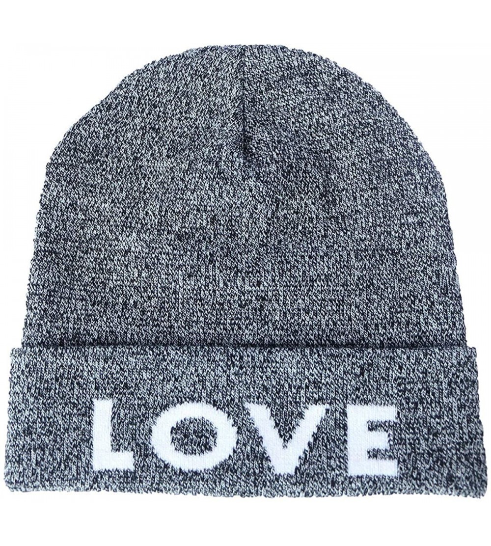 Skullies & Beanies Cuffed Winter Beanie Hat Jacquard Love for Women and Men Multi-Colors - Grey - CQ18IARUYDA $14.60