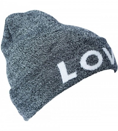 Skullies & Beanies Cuffed Winter Beanie Hat Jacquard Love for Women and Men Multi-Colors - Grey - CQ18IARUYDA $14.60