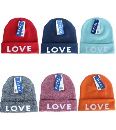 Skullies & Beanies Cuffed Winter Beanie Hat Jacquard Love for Women and Men Multi-Colors - Grey - CQ18IARUYDA $14.60