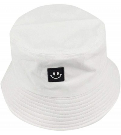 Cowboy Hats Unise Hat Summer Travel Bucket Beach Sun Hat Smile Face Visor - White - C918RH43784 $19.19