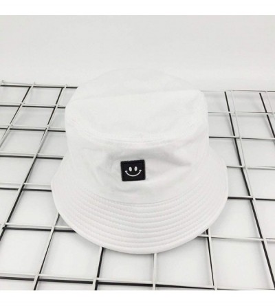 Cowboy Hats Unise Hat Summer Travel Bucket Beach Sun Hat Smile Face Visor - White - C918RH43784 $12.97