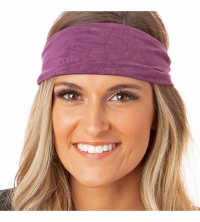 Headbands Adjustable & Stretchy Crushed Xflex Wide Headbands for Women Girls & Teens - D Grey & Plum Crushed 2pk - CH1820G66Z...