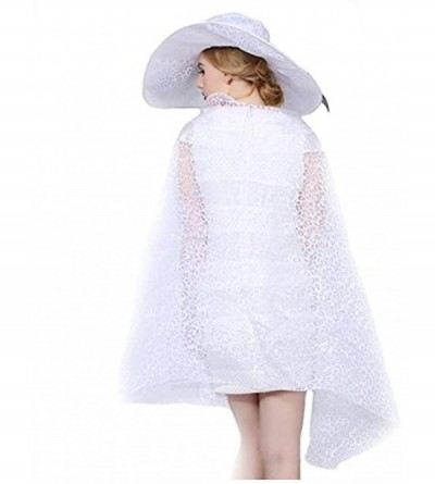 Sun Hats Women Hats Summer Big Hat Wide Brim Top Flower White Black - White Hat With Shawl - CP182LTEWRQ $46.18