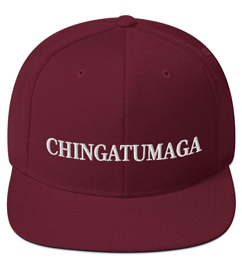 Baseball Caps CHINGATUMAGA Hat (Embroidered Wool Blend Snapback Hat) Chinga Tu MAGA Parody - Maroon - C918ZC0TI2O $25.23