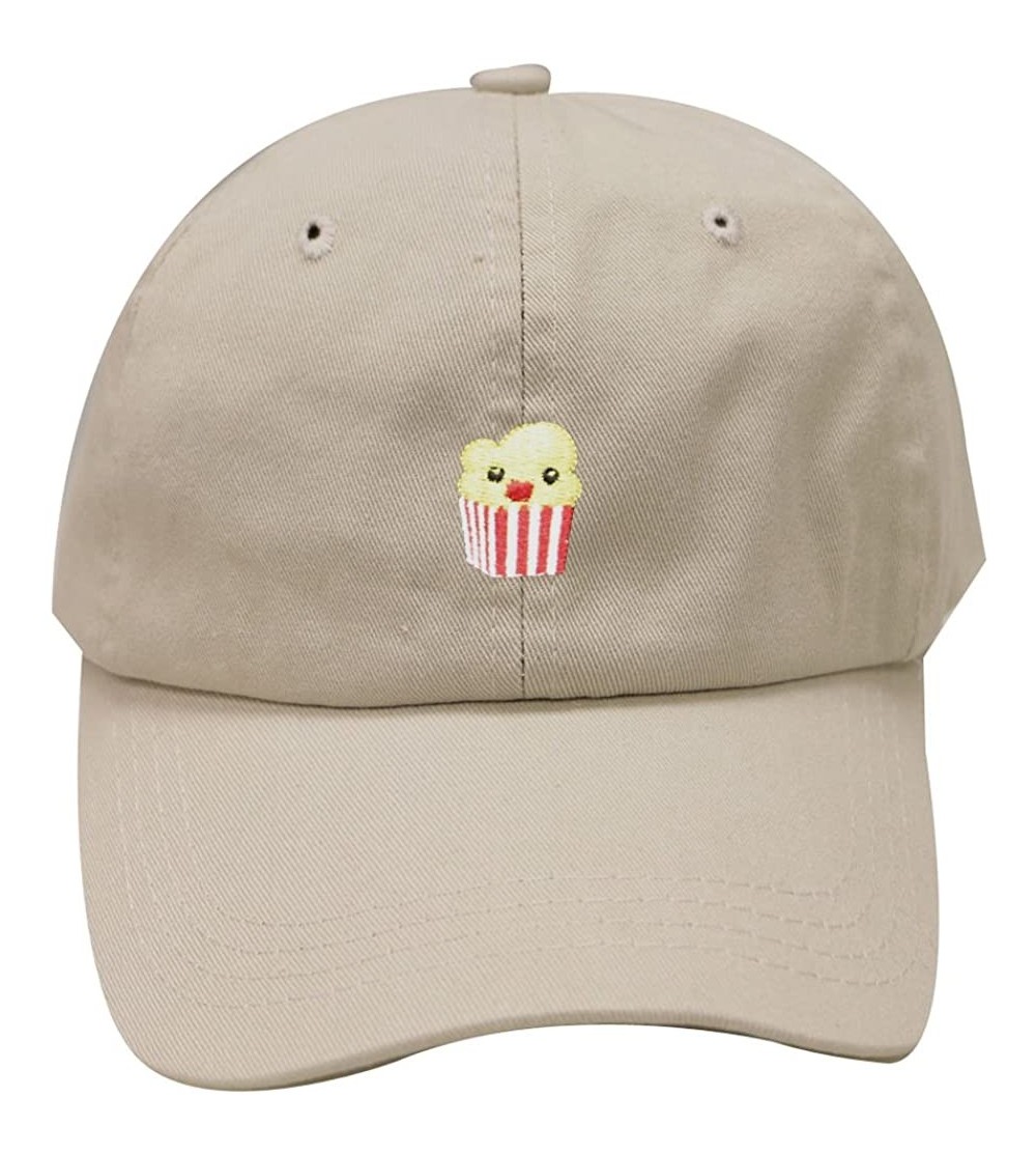 Baseball Caps Cute Popcorn Cotton Baseball Dad Cap - Putty - CM183OCZC4Z $9.49