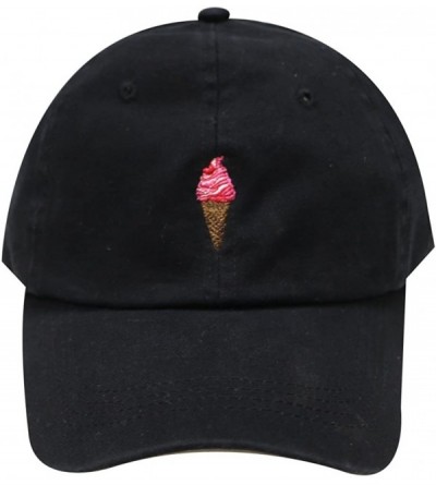 Baseball Caps Summer Ice Cream Cotton Baseball Cap - Black - CF12I5DJVF5 $10.93