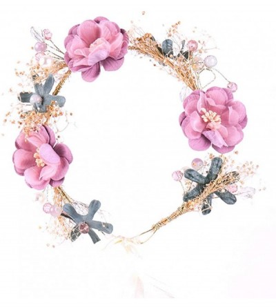 Headbands Women's Bridal Headband Child Garland Hair Wreath Handmade Wedding Headpiece - 054-pink - CU18R9LR32T $21.67
