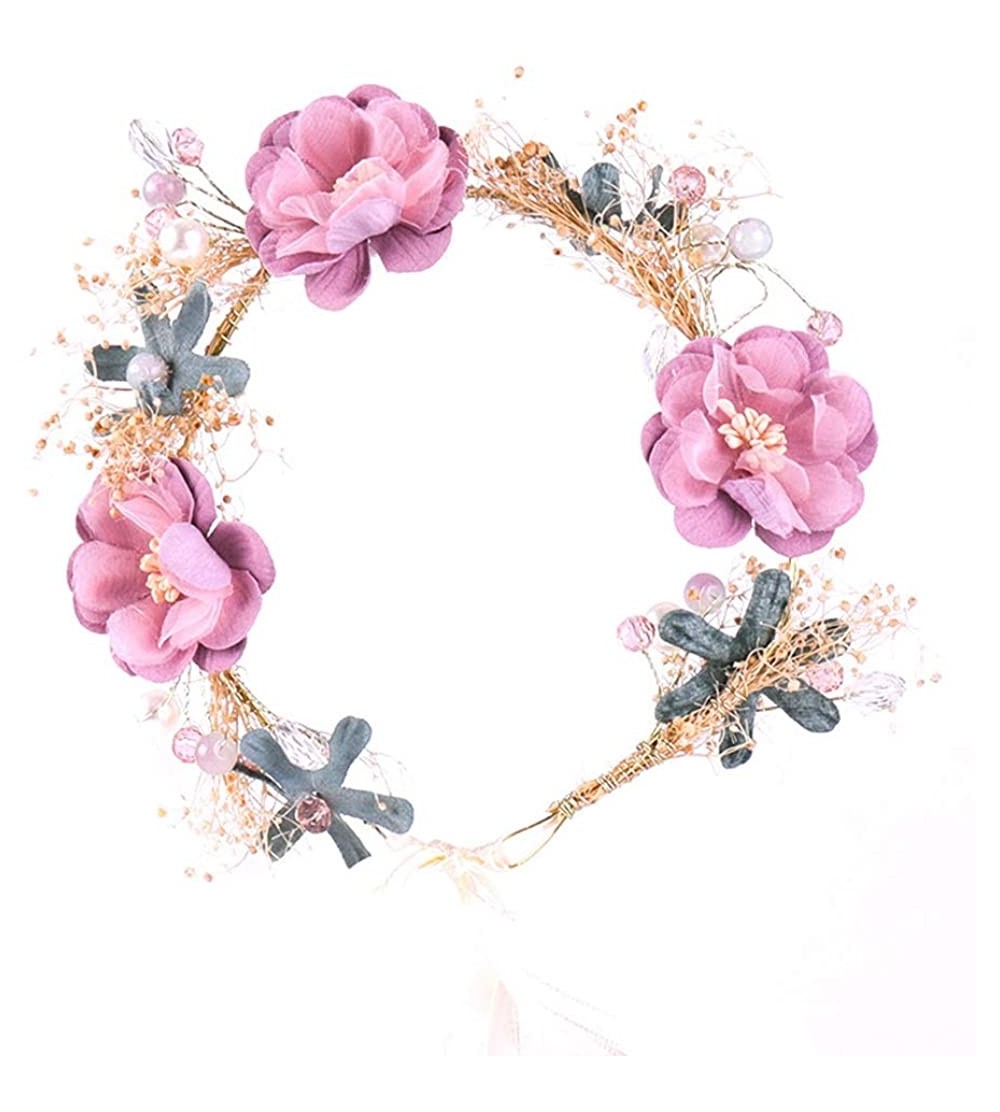 Headbands Women's Bridal Headband Child Garland Hair Wreath Handmade Wedding Headpiece - 054-pink - CU18R9LR32T $10.97