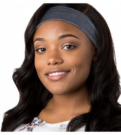 Headbands Adjustable & Stretchy Crushed Xflex Wide Headbands for Women Girls & Teens - D Grey & Plum Crushed 2pk - CH1820G66Z...