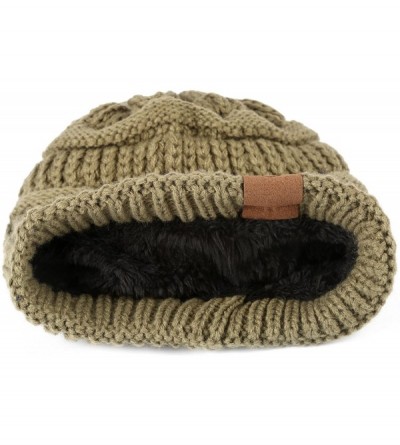 Skullies & Beanies Mens Womens Winter Cable Knit Slouchy Beanie Skully Cap Hat - Olive - CB1875MME6T $10.55