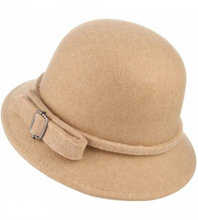 Bucket Hats Women Winter Felt Bucket Hat Solid Cloche Hat - Cream - CK18H02AXZD $7.24