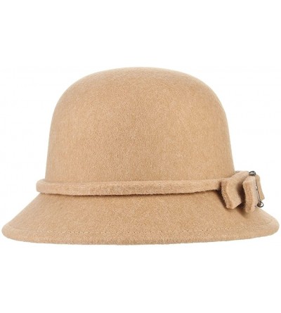 Bucket Hats Women Winter Felt Bucket Hat Solid Cloche Hat - Cream - CK18H02AXZD $7.24