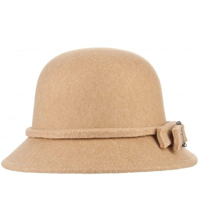 Bucket Hats Women Winter Felt Bucket Hat Solid Cloche Hat - Cream - CK18H02AXZD $7.24