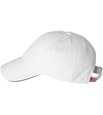 Baseball Caps 3617 Unstructured Washed Cap with Pancake Visor - White/Navy - C3115Z4GXMR $28.40