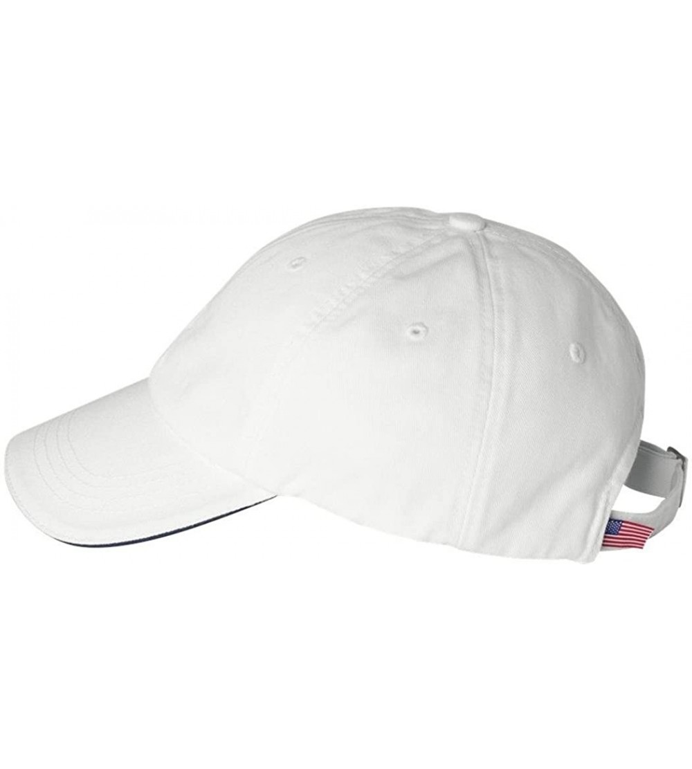 Baseball Caps 3617 Unstructured Washed Cap with Pancake Visor - White/Navy - C3115Z4GXMR $14.52