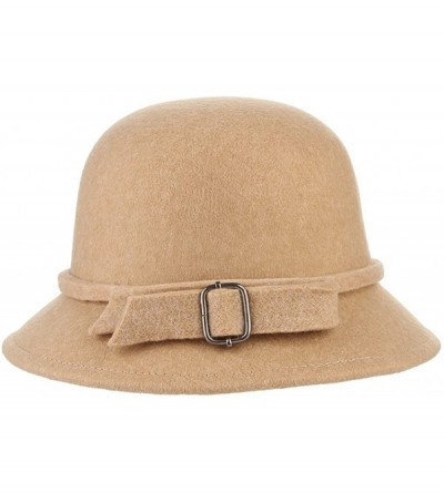 Bucket Hats Women Winter Felt Bucket Hat Solid Cloche Hat - Cream - CK18H02AXZD $7.24