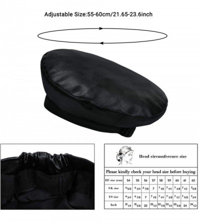 Berets Women Beret Hat PU Leather Cap - 3a122-pu Leather-black - CP18AG82TZL $11.87