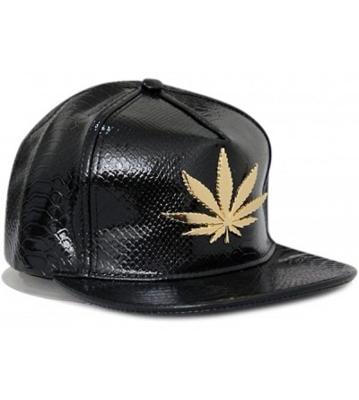 Baseball Caps Men Women Maple Leaf Cap FFH233s03 - Pu Crocodile Skin Black - CP11S9EA8N9 $16.31