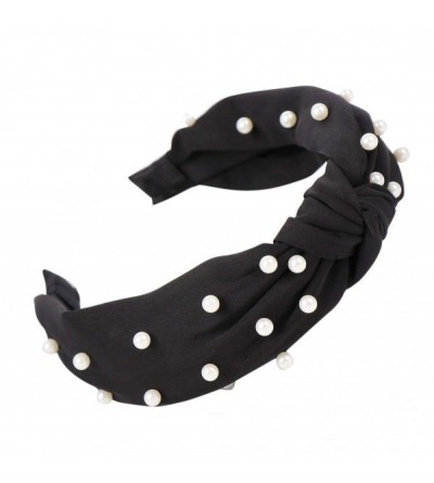 Headbands Fashion Bow Knot Beading Hairband Women Hair Head Hoop Sweet Girls Hair Headband Gift (Black) - Black - C018T85XTDD...