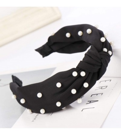 Headbands Fashion Bow Knot Beading Hairband Women Hair Head Hoop Sweet Girls Hair Headband Gift (Black) - Black - C018T85XTDD...