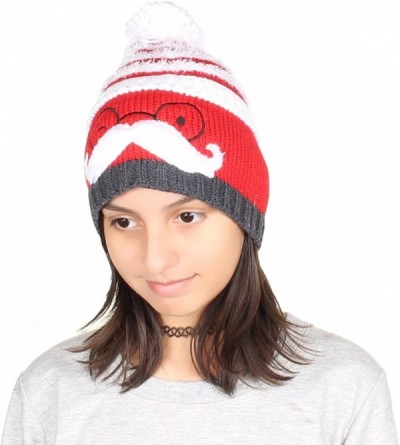 Skullies & Beanies Christmas Holiday Fashion Winter Knitted Reindeer- Snow Man- Penguin and Christmas Tree Beanie Hat - Musta...