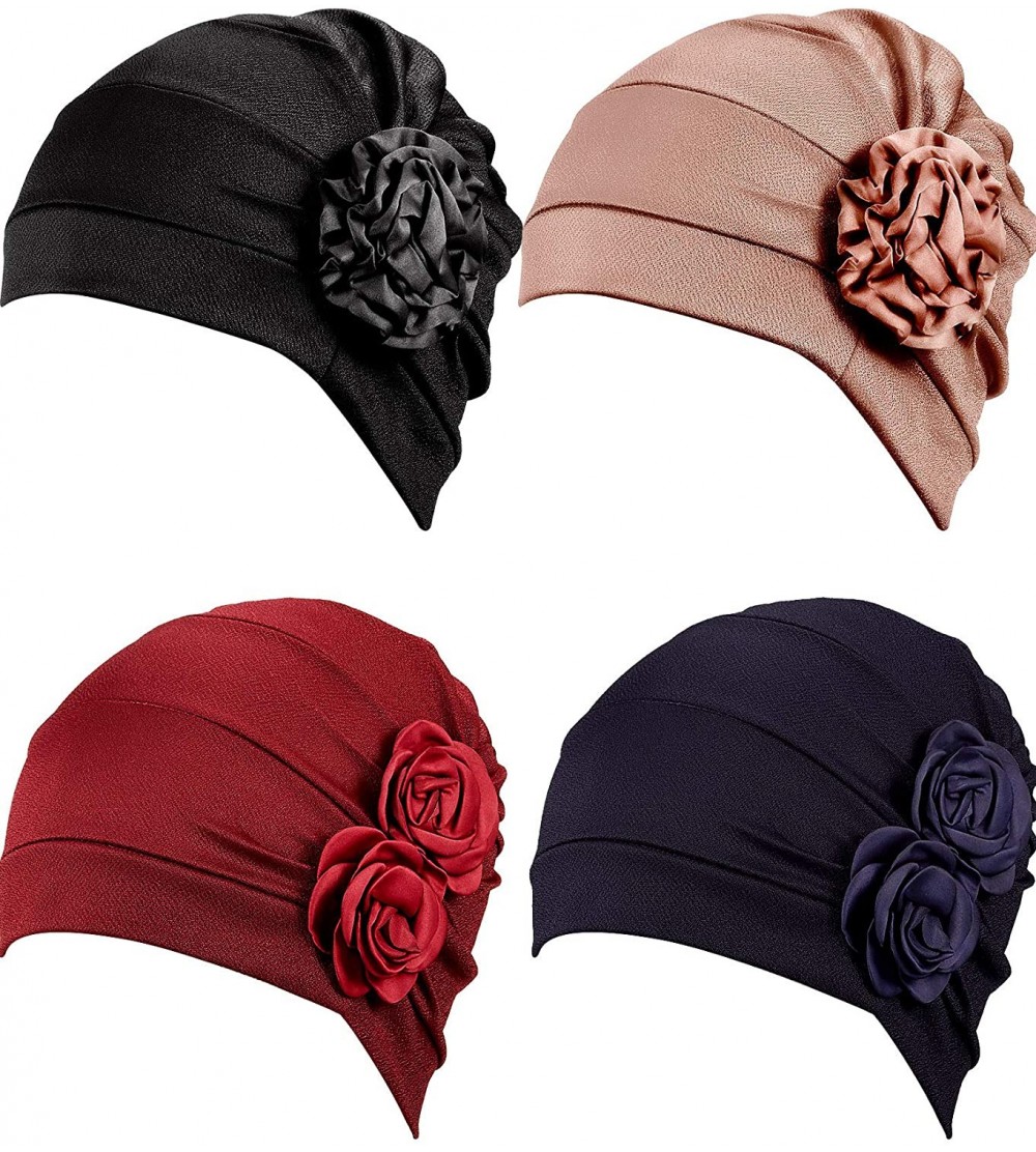 Skullies & Beanies Pieces Turban Flower Beanie Scarf - CY18TUUHKCG $11.63