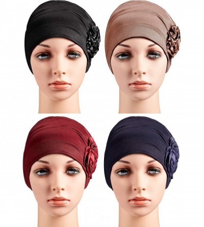 Skullies & Beanies Pieces Turban Flower Beanie Scarf - CY18TUUHKCG $11.63