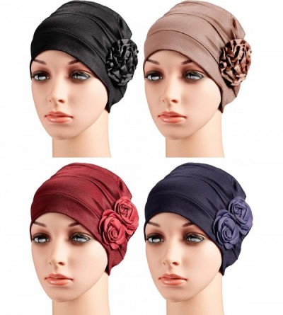 Skullies & Beanies Pieces Turban Flower Beanie Scarf - CY18TUUHKCG $11.63