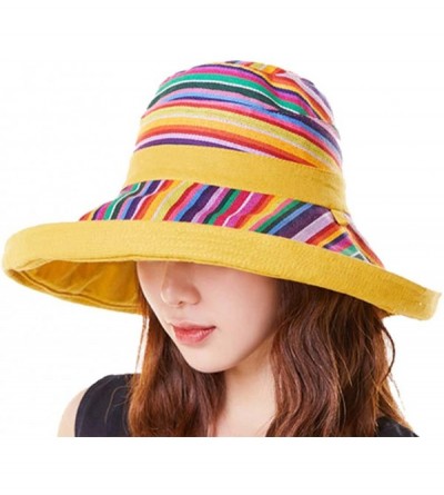 Sun Hats Bucket Hat for Women Double Side Wear Hat Girls Large Wide Brim Hat Packable Visor Caps - A-yellow(tw) - C418T4WN59C...