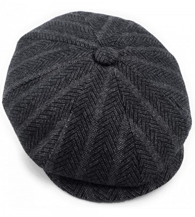 Newsboy Caps Classic Men's Wool Herringbone Newsboy Cap Driving Cabbie Tweed Applejack Golf Hat - 3051-black Stripe - CH193UN...