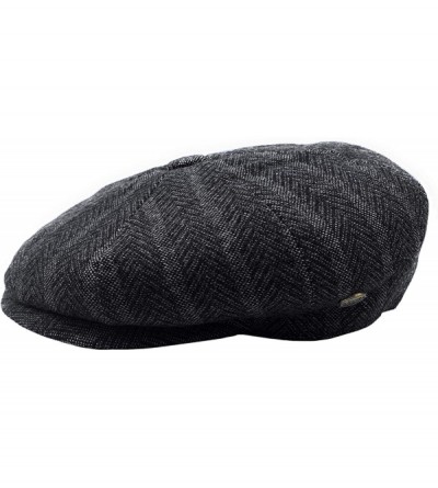 Newsboy Caps Classic Men's Wool Herringbone Newsboy Cap Driving Cabbie Tweed Applejack Golf Hat - 3051-black Stripe - CH193UN...