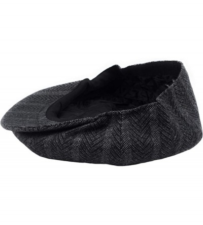 Newsboy Caps Classic Men's Wool Herringbone Newsboy Cap Driving Cabbie Tweed Applejack Golf Hat - 3051-black Stripe - CH193UN...