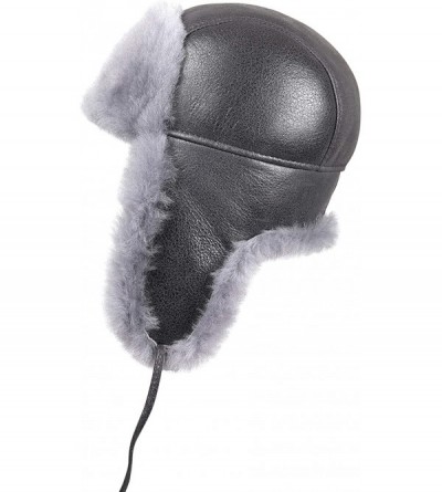 Bomber Hats Women's Shearling Sheepskin Aviator Russian Trapper Fur Winter Hat - Antrasit - C111NH5JBGB $51.06