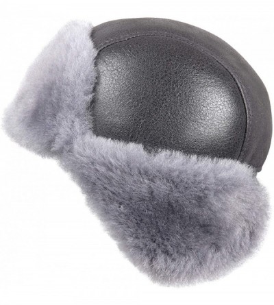 Bomber Hats Women's Shearling Sheepskin Aviator Russian Trapper Fur Winter Hat - Antrasit - C111NH5JBGB $51.06