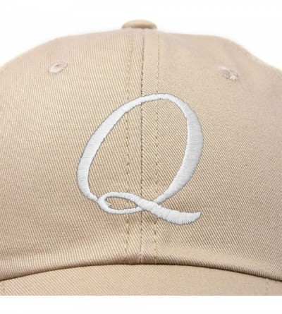 Baseball Caps Initial Hat Letter Q Womens Baseball Cap Monogram Cursive Embroider - Khaki - CE18U5TIEWT $10.17