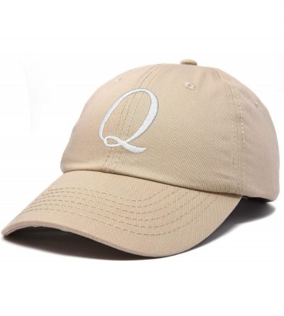 Baseball Caps Initial Hat Letter Q Womens Baseball Cap Monogram Cursive Embroider - Khaki - CE18U5TIEWT $10.17