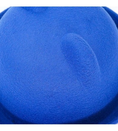 Fedoras Cat Ear Wool Bowler Hats - Cute Derby Fedora Caps with Roll-up Brim for Youth Petite - Blue - C812N4QYMDT $14.40