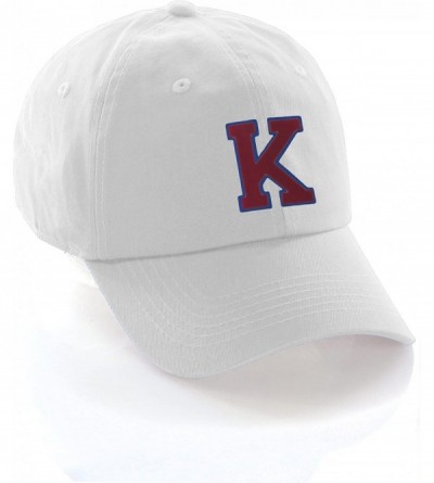 Baseball Caps Customized Letter Intial Baseball Hat A to Z Team Colors- White Cap Blue Red - Letter K - CQ18ETCAGOZ $24.35
